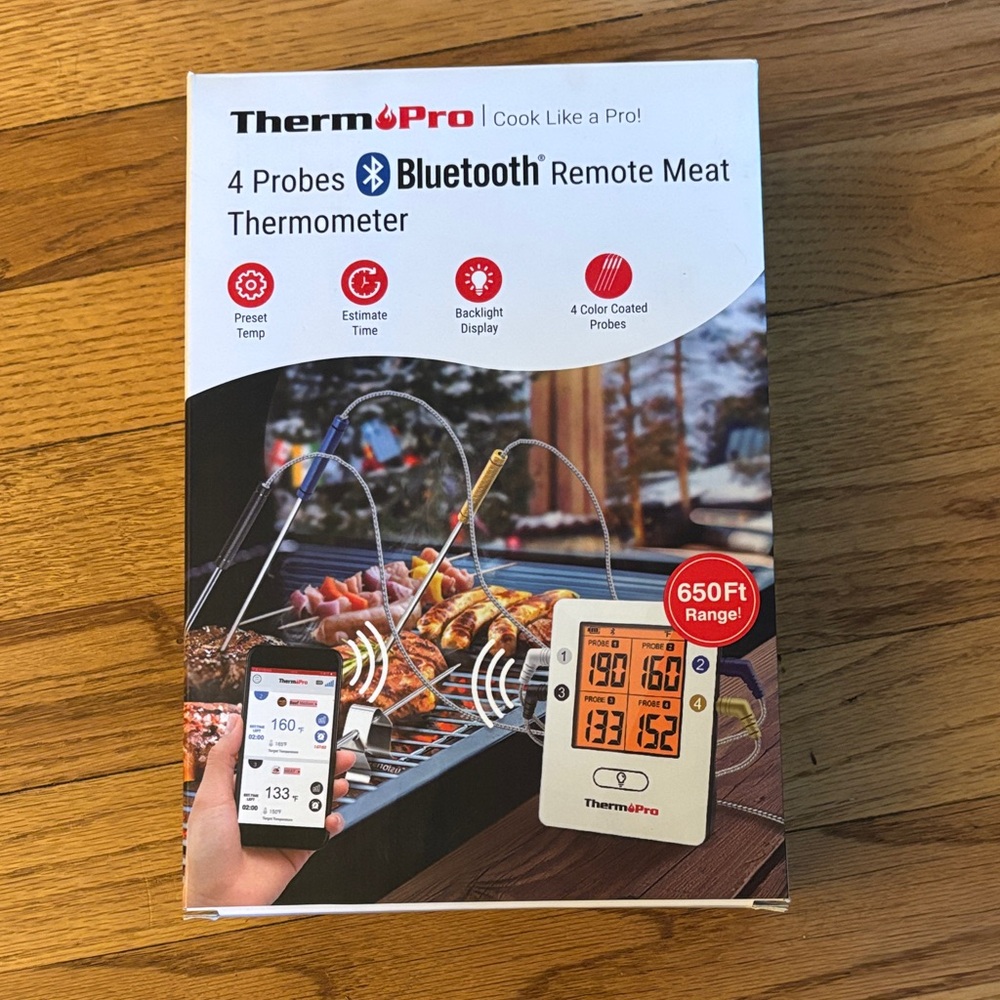 Bluetooth Remote Meat Thermometer - White (4-Probe)